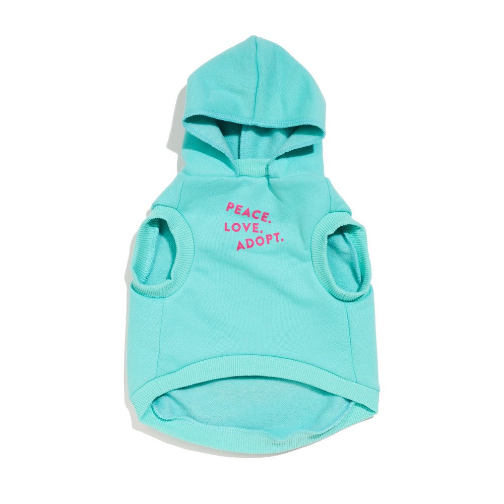 Big Full Heart Animal Hoodie, Aqua + Fuchsia