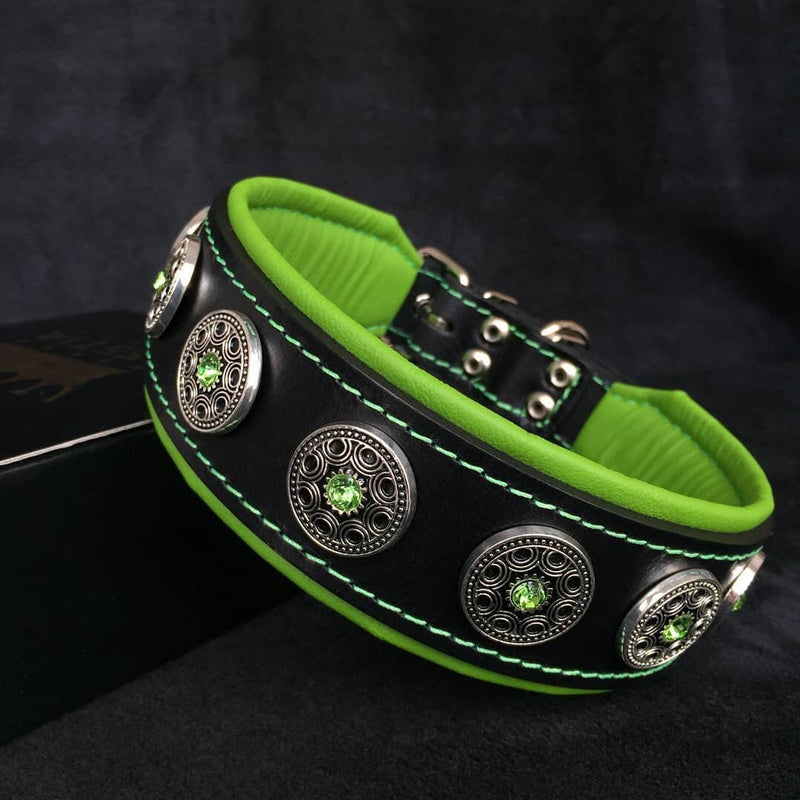 Bestia Dog Gear Genuine Leather Dog Collar - Black 