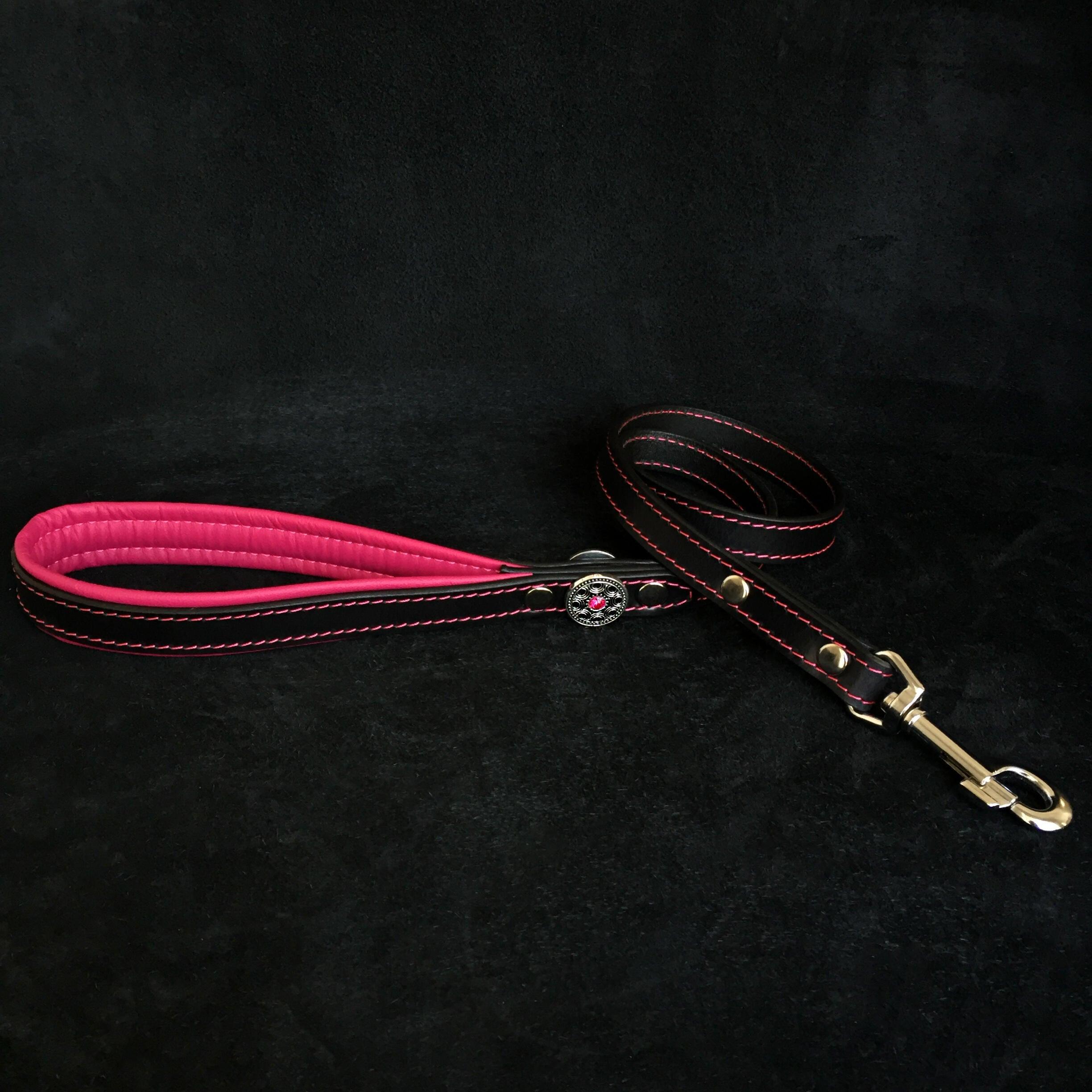 Bestia Dog Gear Genuine Leather Dog Collar - Pink 