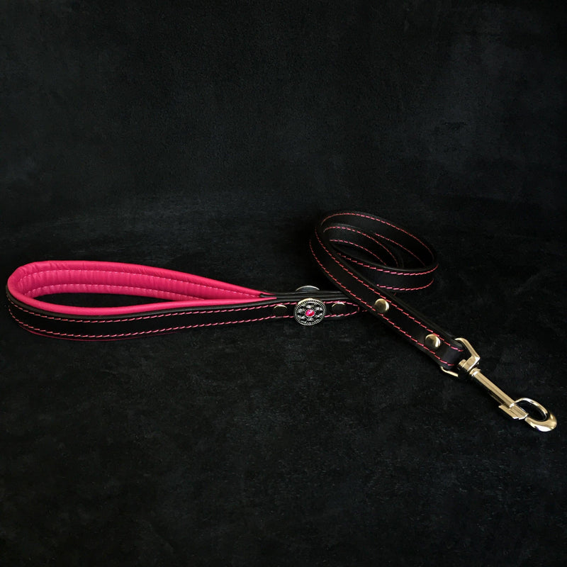 Bestia Dog Gear Genuine Leather Dog Collar - Pink 
