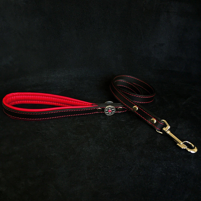 Bestia Dog Gear Genuine Leather Dog Collar - Red 