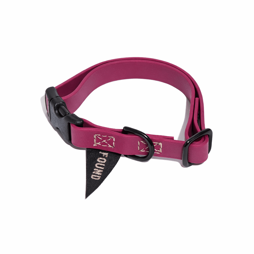 Biothane® Leather Alternative Dog & Cat Collar – Waterproof & Durable | Berry | Matte Black Hardware