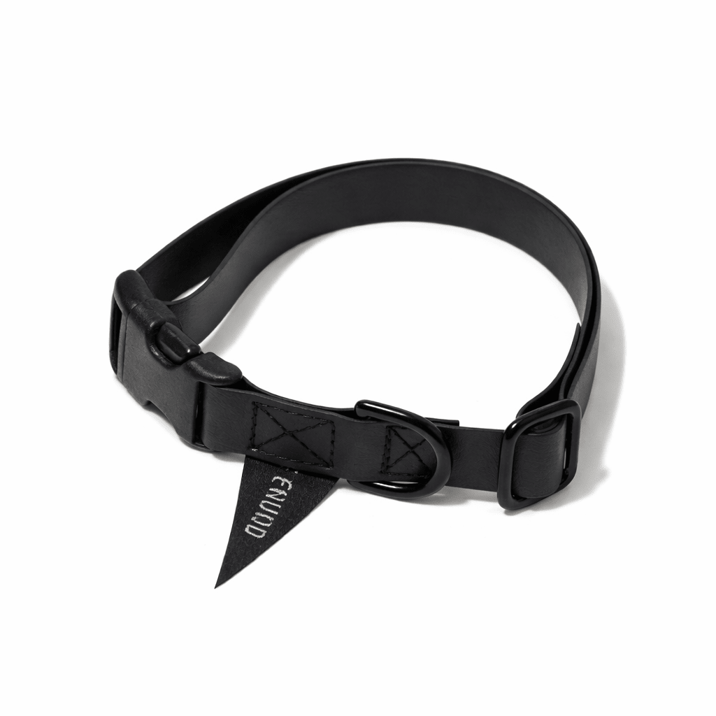 Biothane® Leather Alternative Dog & Cat Collar – Waterproof & Durable | Black | Matte Black Hardware