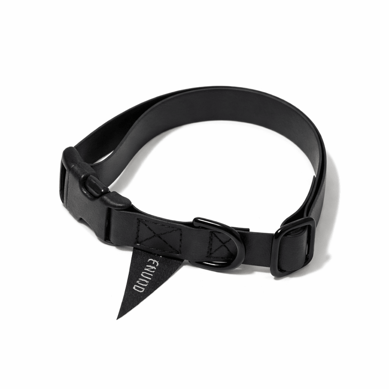 Biothane® Leather Alternative Dog & Cat Collar – Waterproof & Durable | Black | Matte Black Hardware