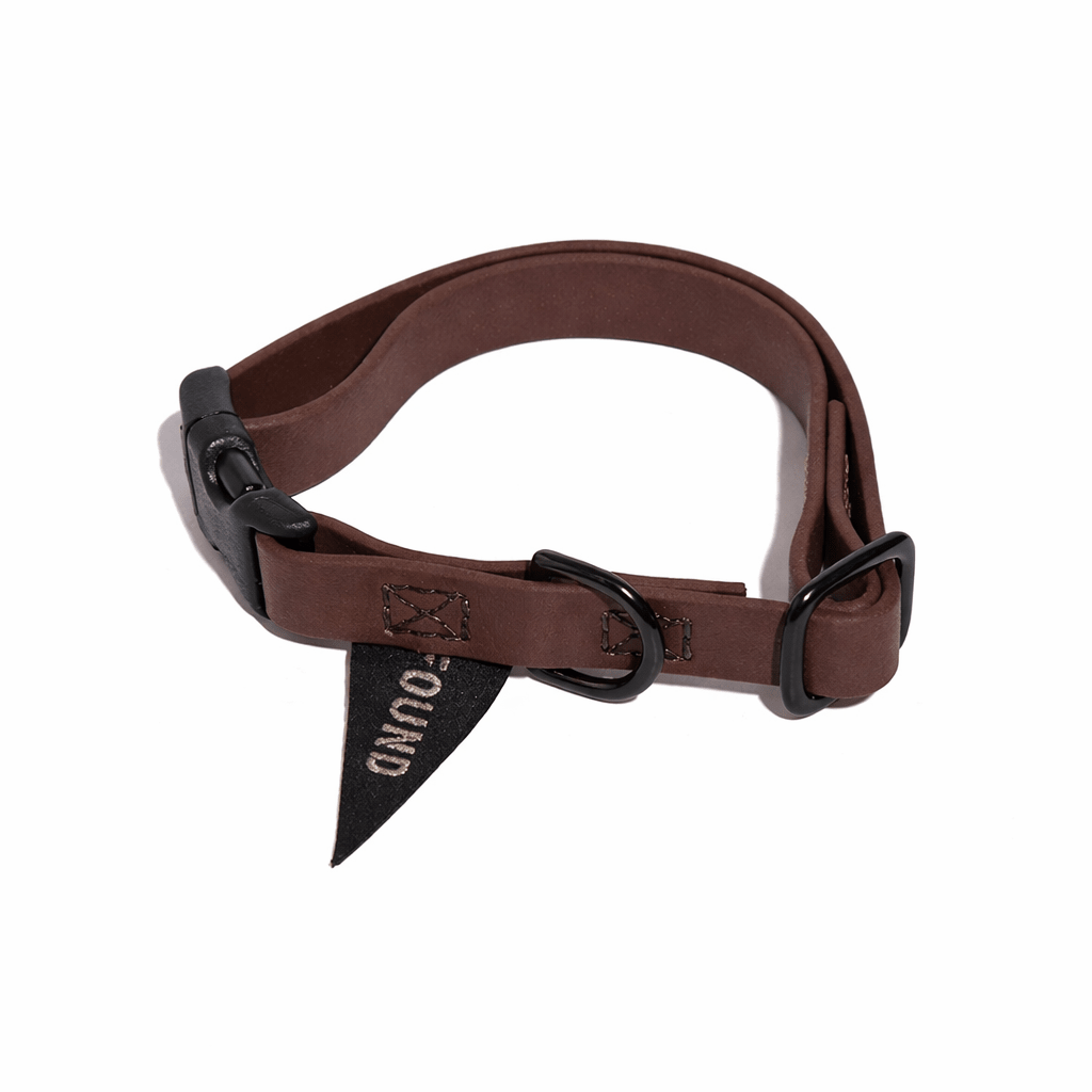 Biothane® Leather Alternative Dog & Cat Collar – Waterproof & Durable | Brown | Matte Black Hardware
