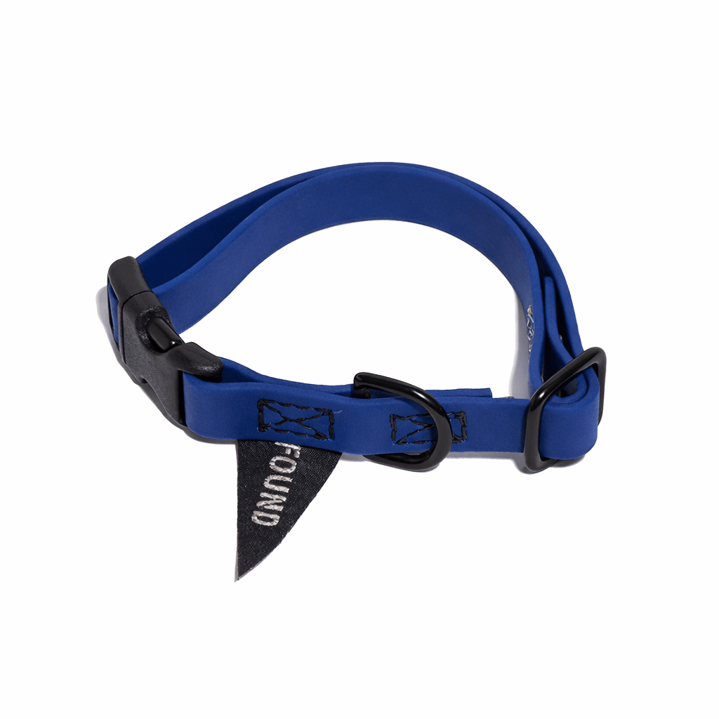 Biothane® Leather Alternative Dog & Cat Collar – Waterproof & Durable | Navy | Matte Black Hardware