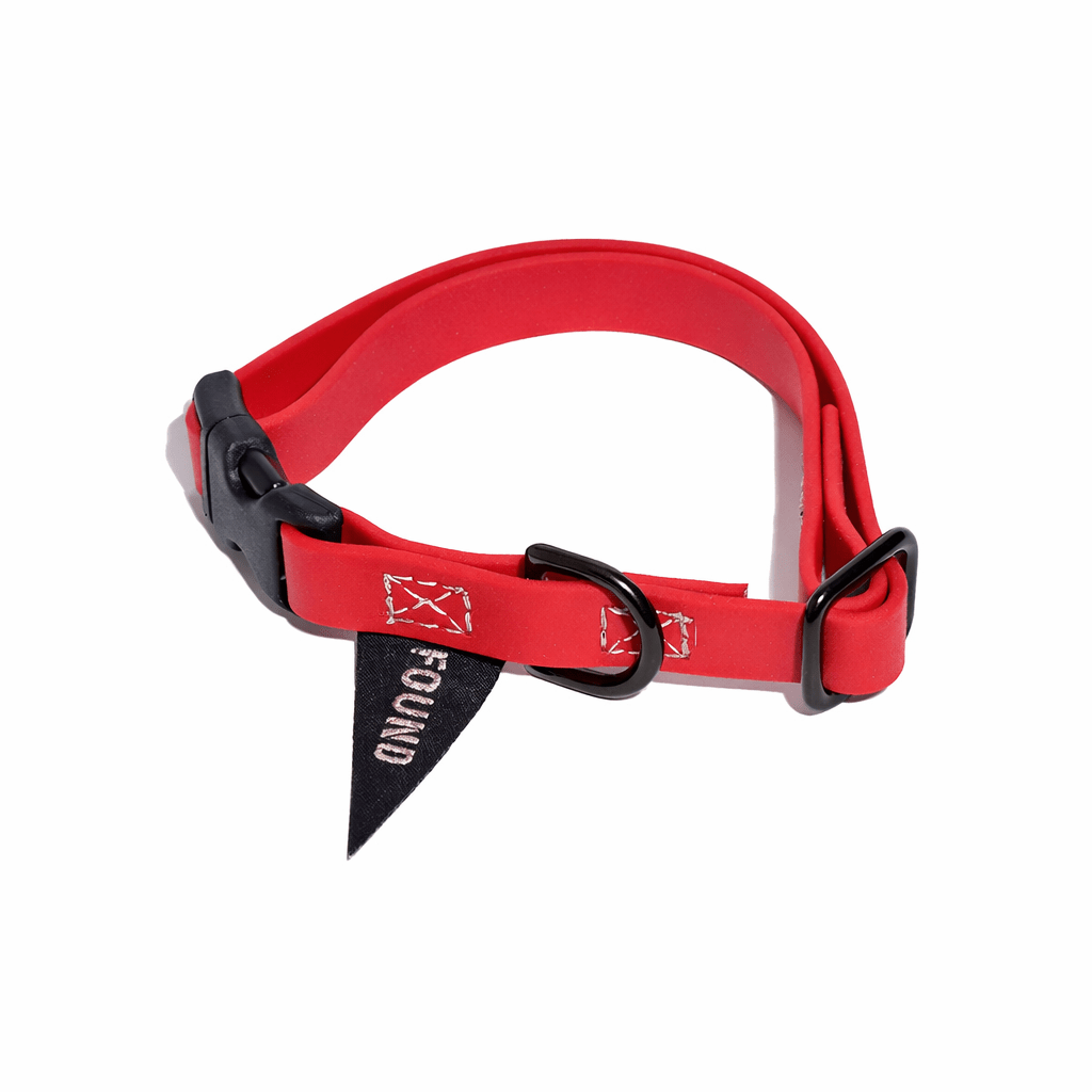 Biothane® Leather Alternative Dog & Cat Collar – Waterproof & Durable | Red | Matte Black Hardware