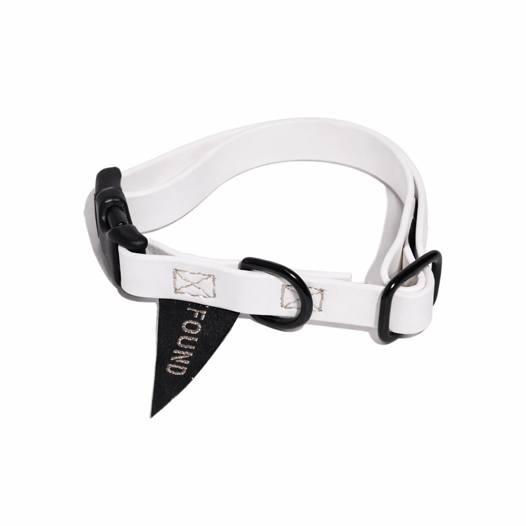 Biothane® Leather Alternative Dog & Cat Collar – Waterproof & Durable | White | Matte Black Hardware