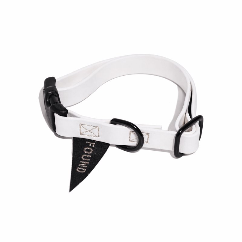 Biothane® Leather Alternative Dog & Cat Collar – Waterproof & Durable | White | Matte Black Hardware