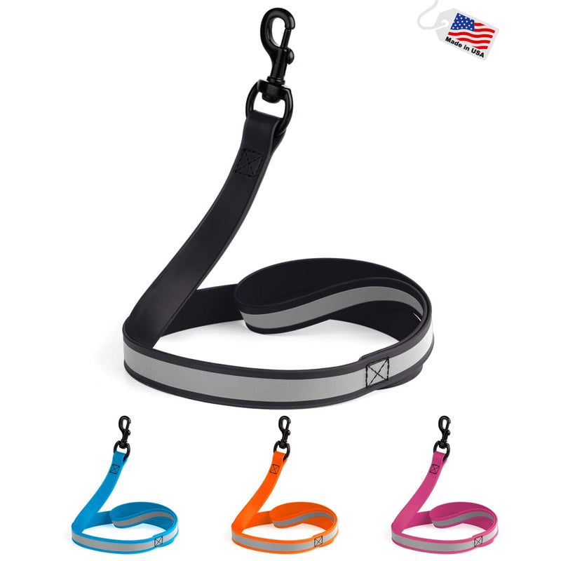 Dogline Reflective BioThane Dog Leash with Black Hardware