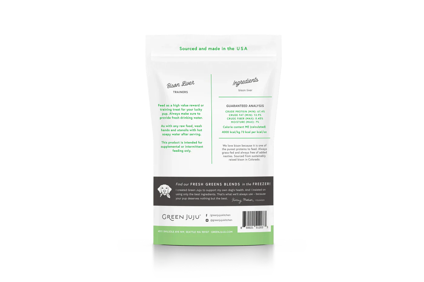 Green Juju Freeze Dried Bison Liver Trainer Treats (3OZ) - HT Animal Supply