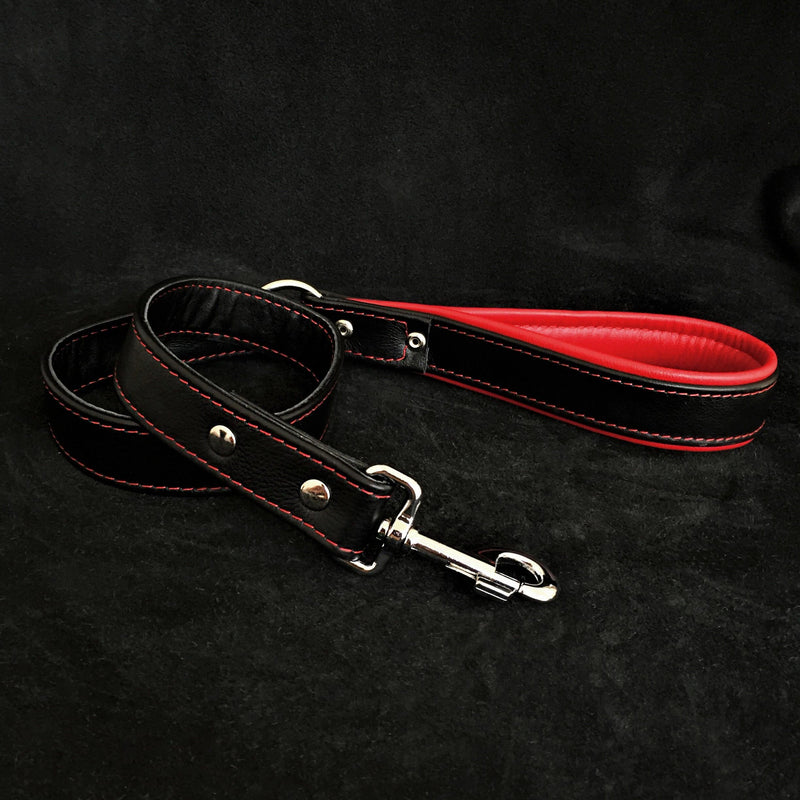 Bestia Dog Gear Black soft leather dog leash Genuine Leather Black pet supplies