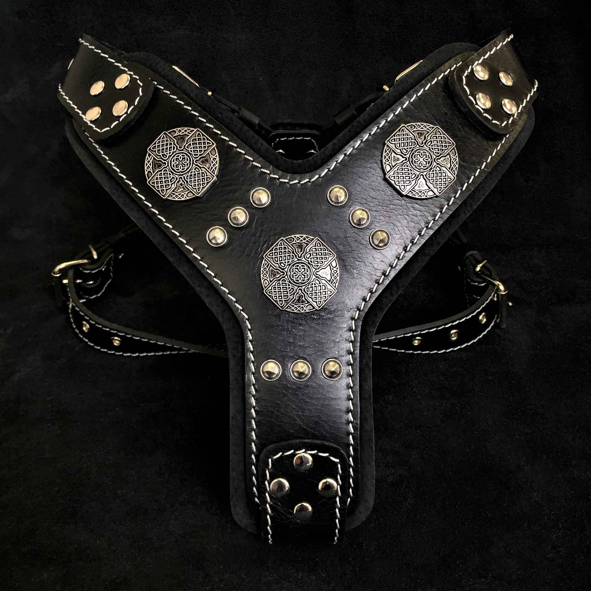 Bestia Maximus Silver Leather Dog Harness