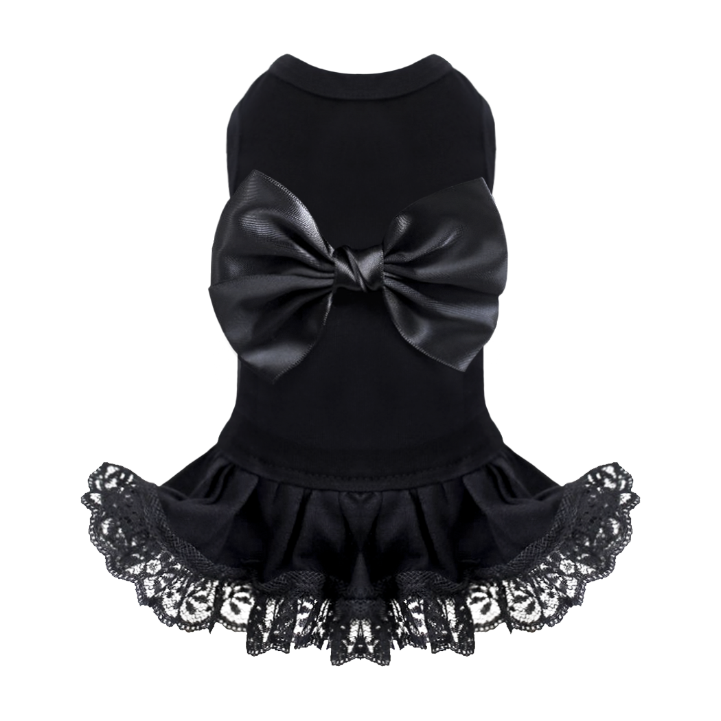 Hello Doggie Ballerina Satin Black Dog Dress
