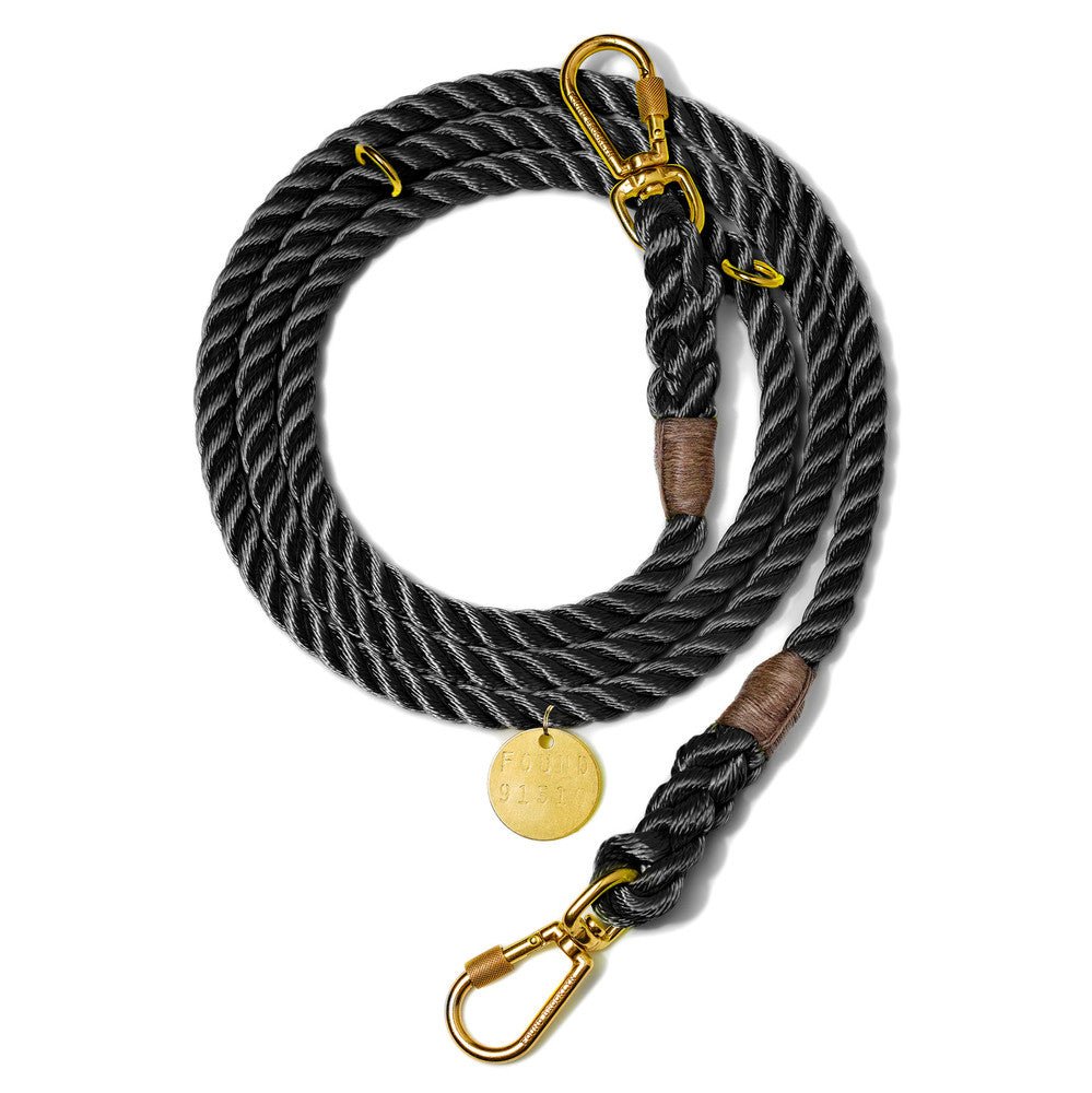 Black Rope Dog Leash, Adjustable & Durable - Found My Animal