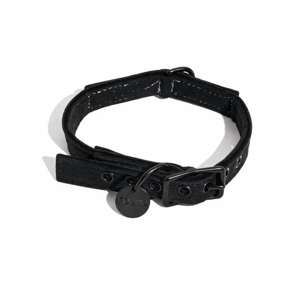 Black Washable Velvet Cat & Dog Collar – Matte Black Hardware
