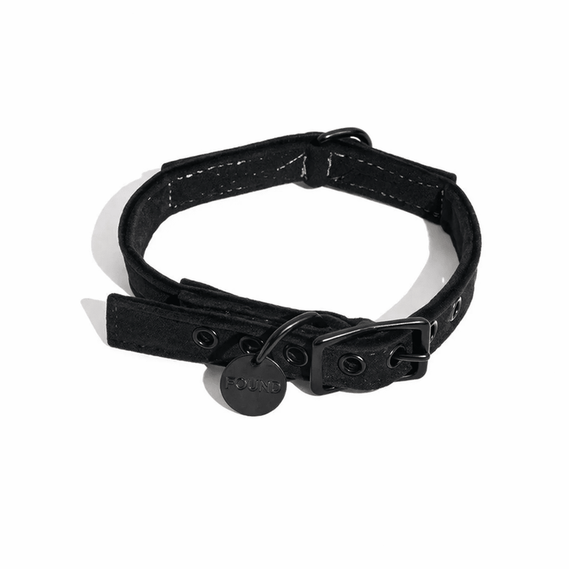 Black Washable Velvet Cat & Dog Collar – Matte Black Hardware
