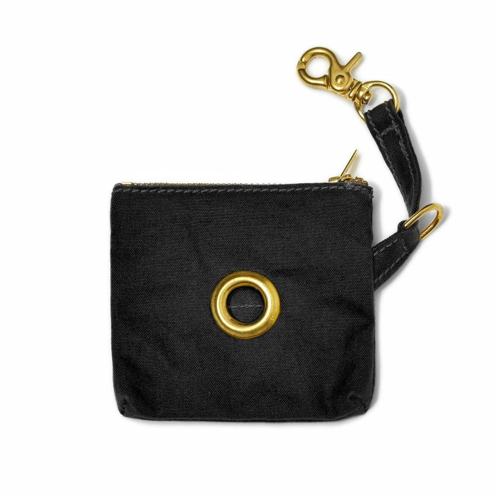 Black Waxed Canvas Poop Bag Pouch