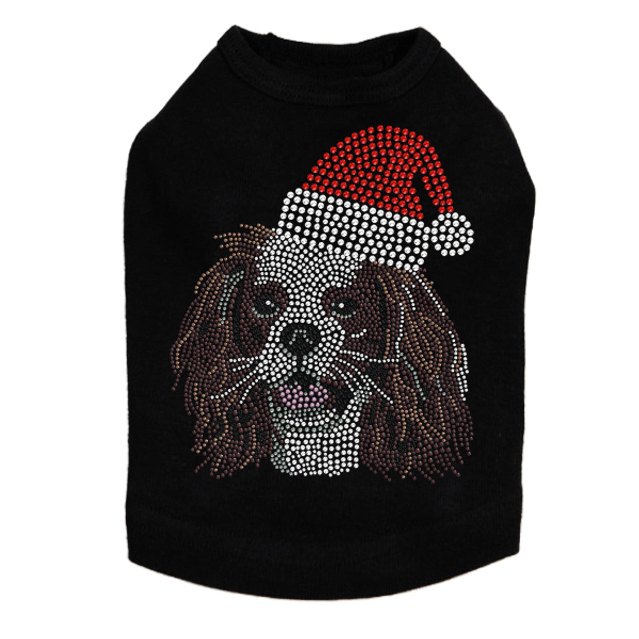 Cavalier King Charles Spaniel with Santa Hat - Dog Tank