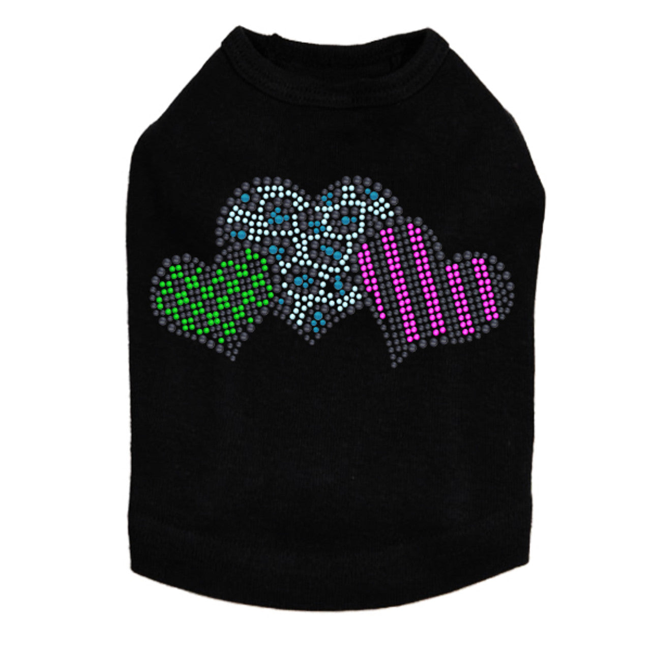 Leopard, Checks, & Stripes Multicolor Hearts - Dog Tank