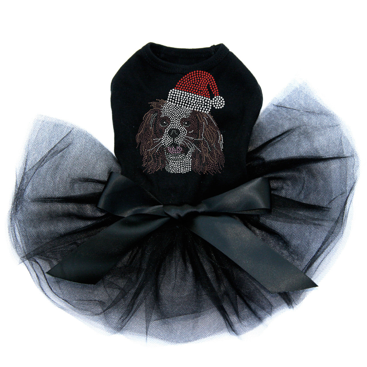 Cavalier King Charles Spaniel with Santa Hat - Custom Tutu