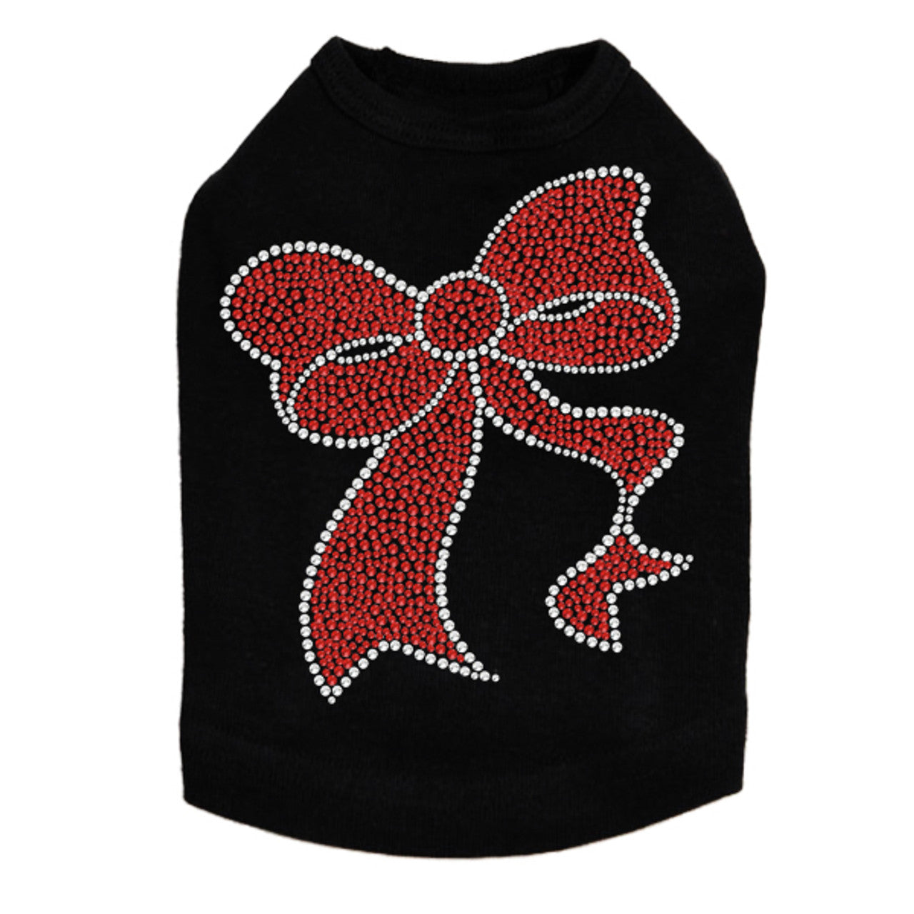 Red Rhinestone Bow - Dog Tank