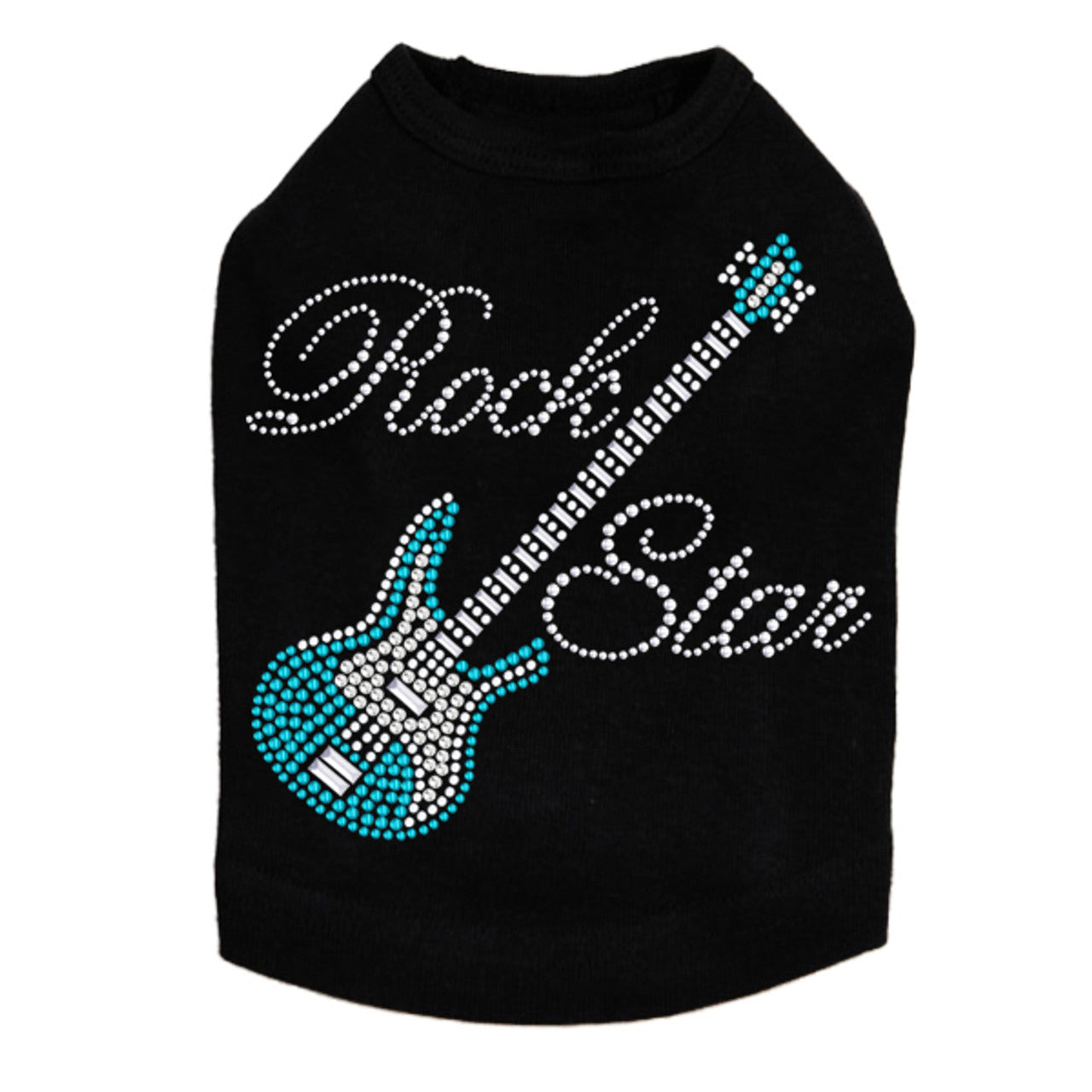 Guitar Blue (Austrian Rhinestones) & Rock Star - Dog Tank