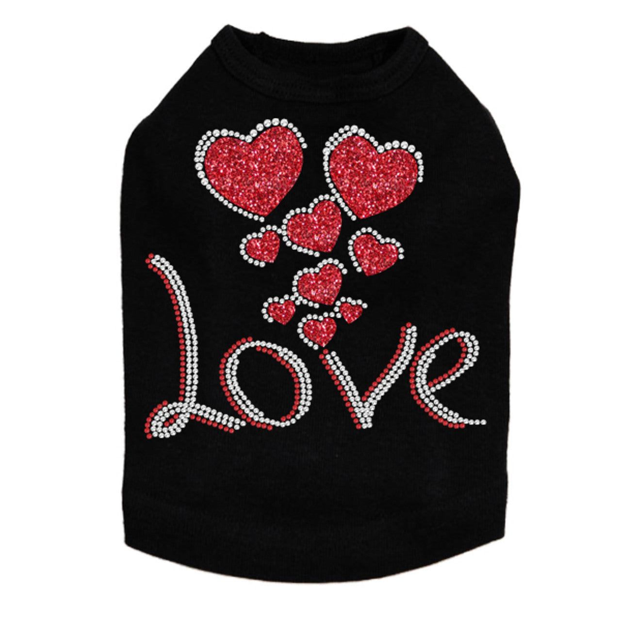 Love with Red Glitter Hearts - Dog Tank