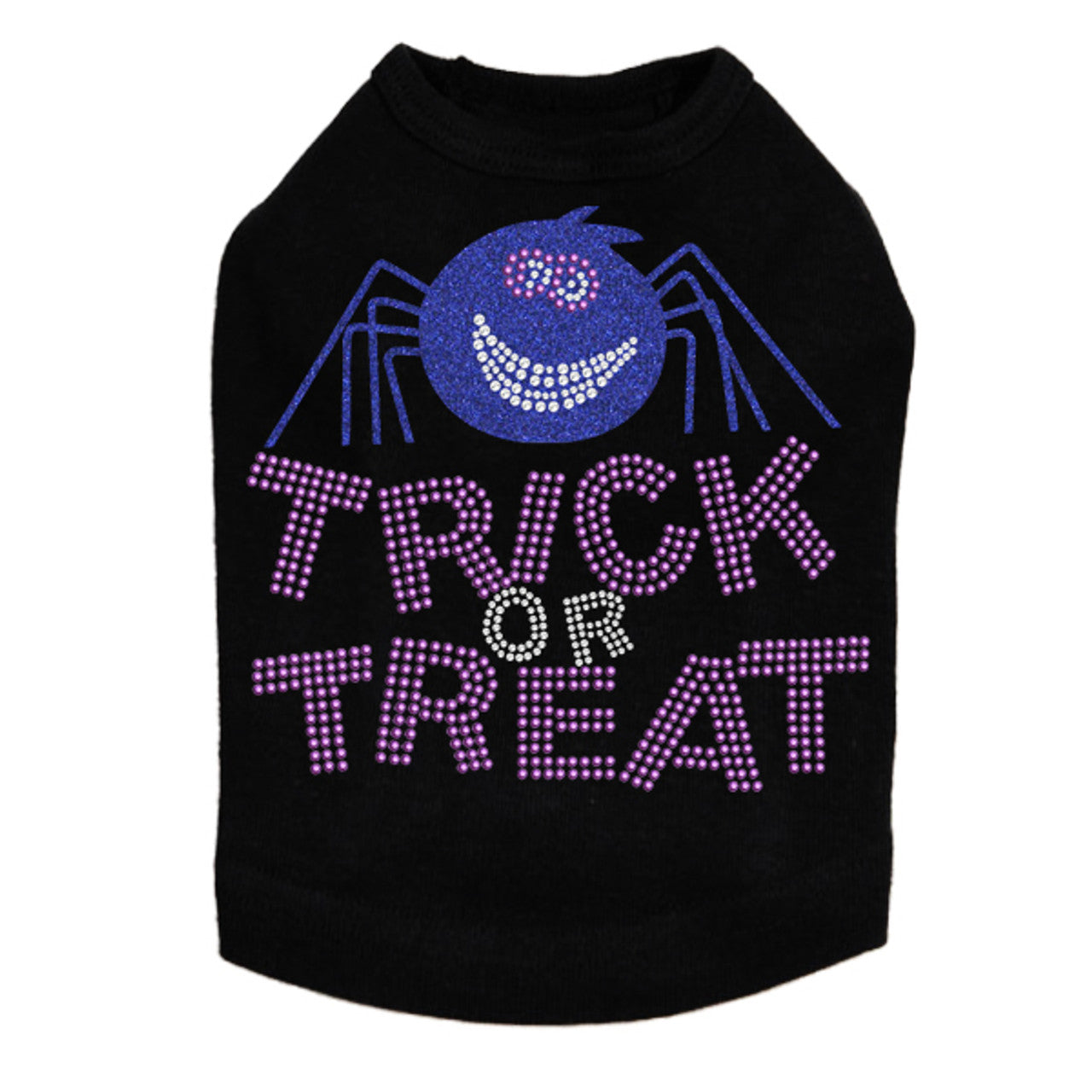 Trick or Treat with Blue Glitter Spider - Dog Tank