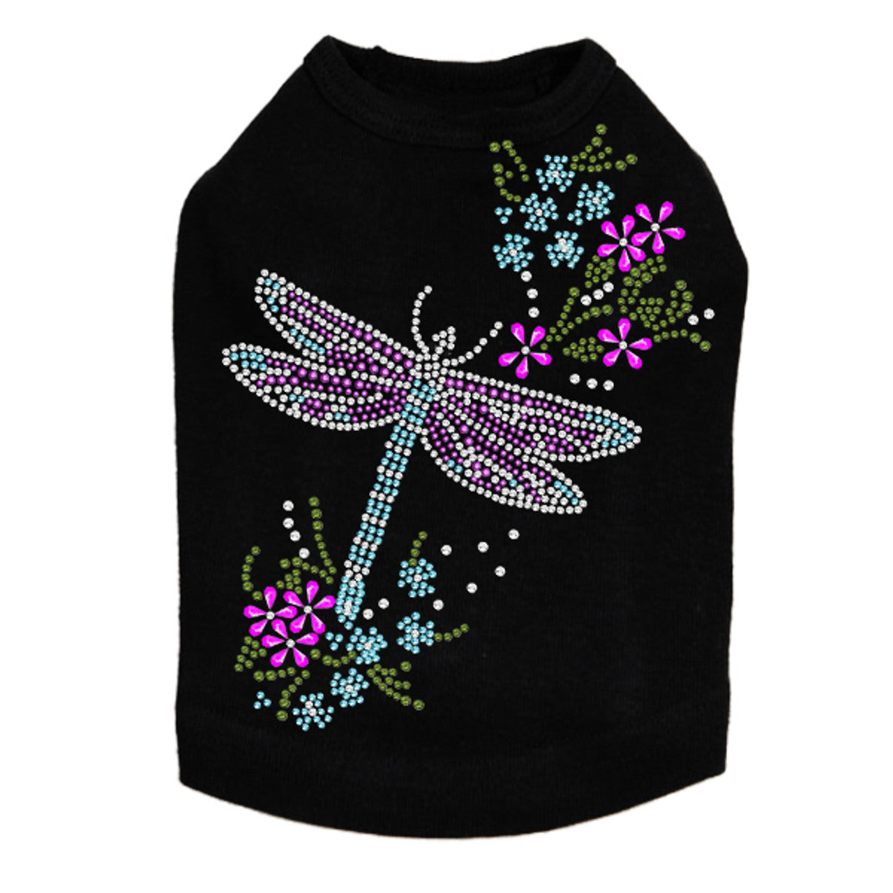 Dragonfly with Flowers - Dog Tank
