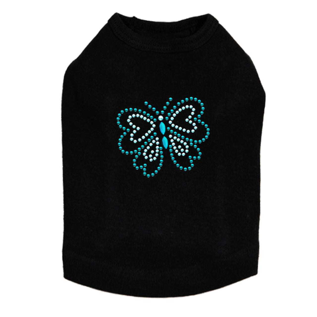 Blue Rhinestud Butterfly - Dog Tank