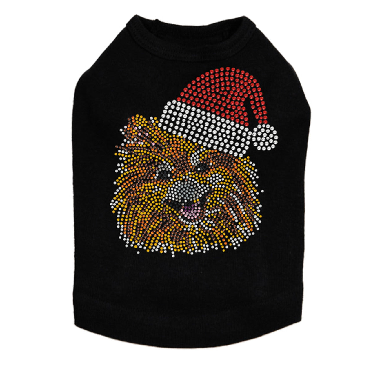 Pomeranian with Santa Hat - Dog Tank