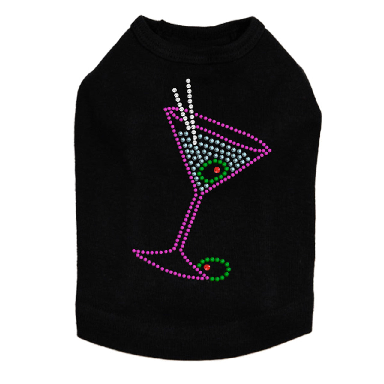 Martini - Fuchsia with Blue Rhinestones - Dog Tank