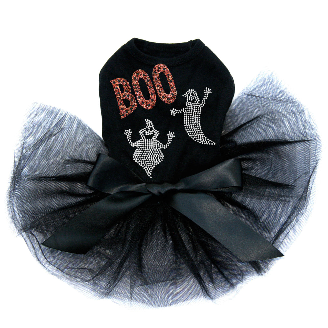 Orange Glitter Boo with Rhinestone Ghost - Custom Tutu