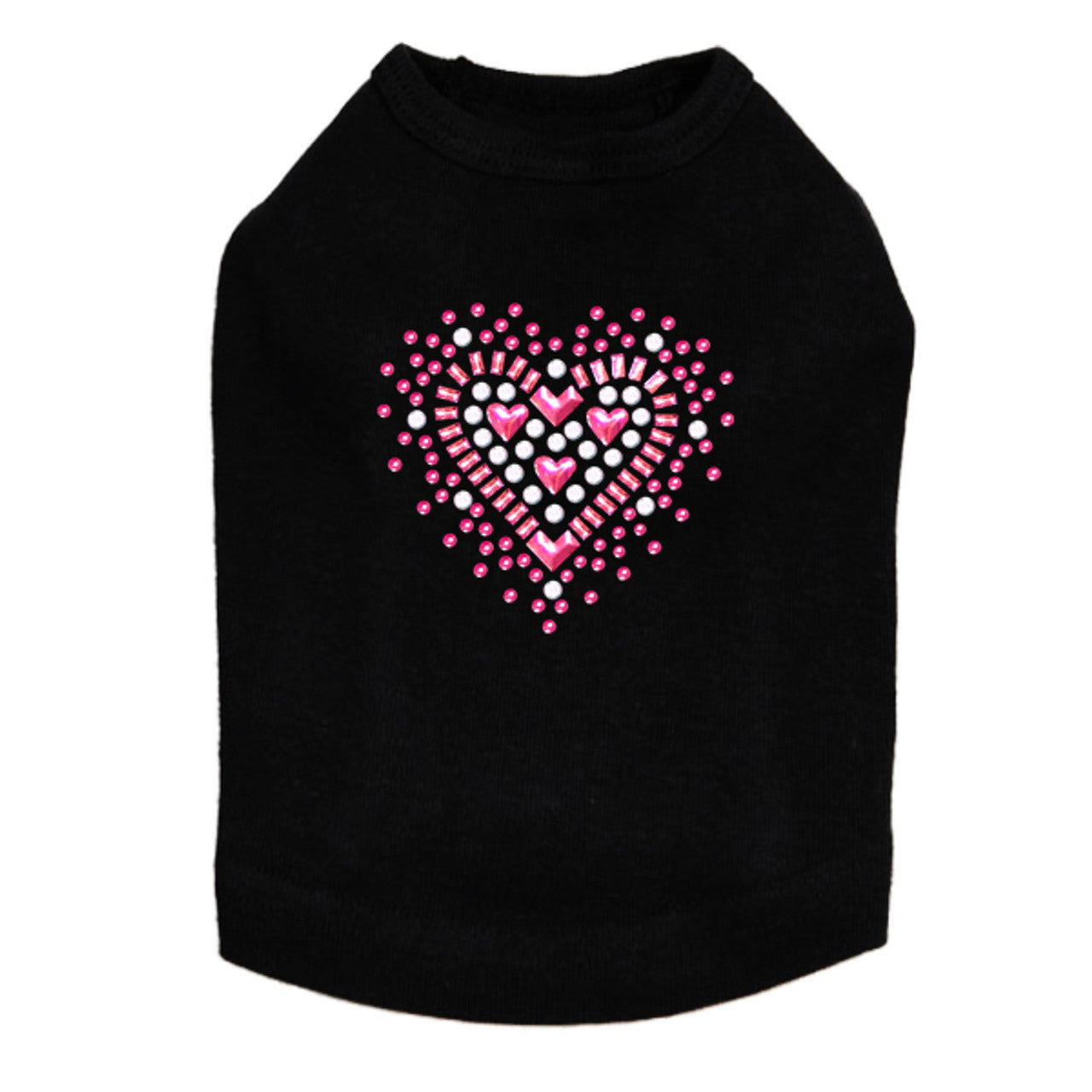 Pink Austrian crystal Heart - Dog Tank