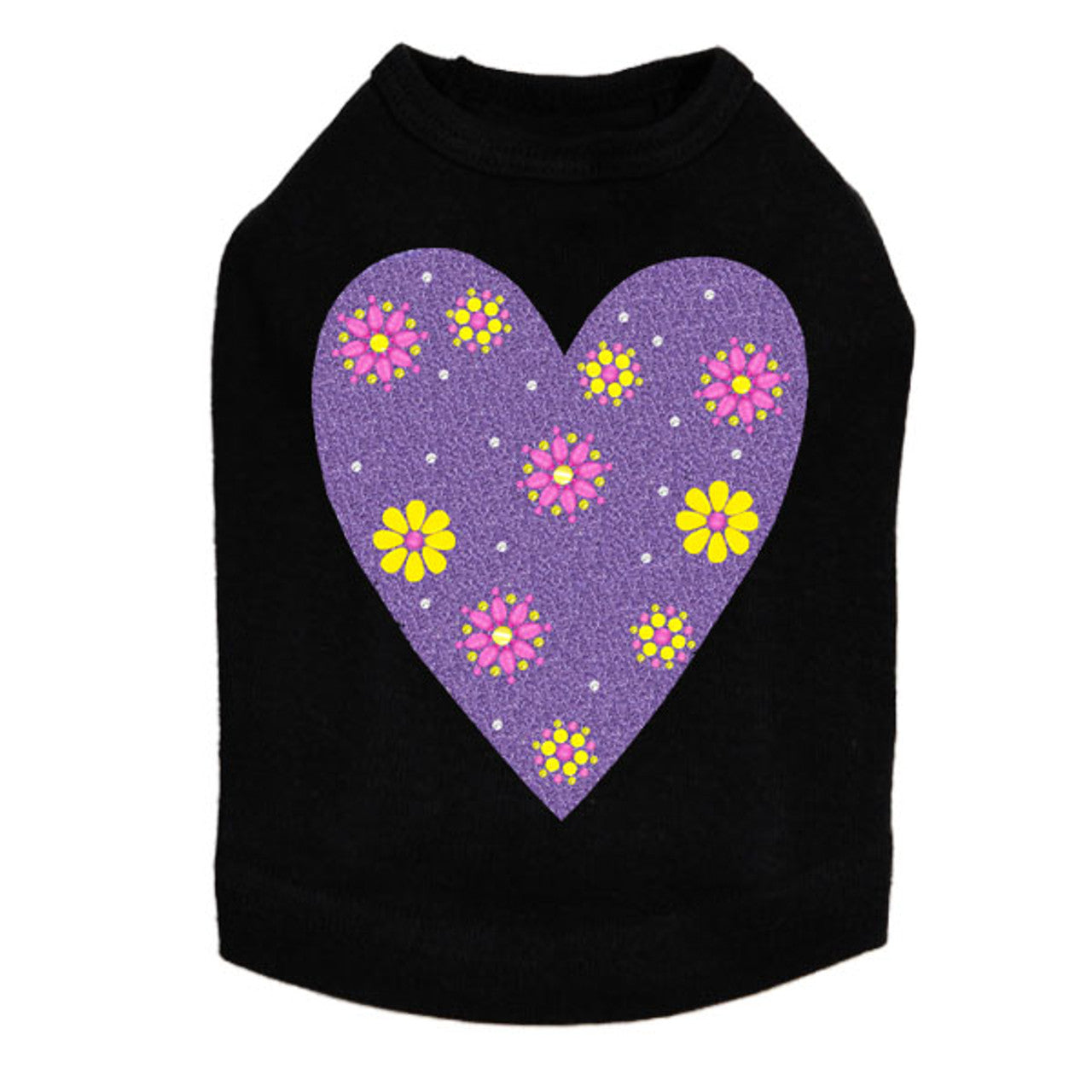 Purple Glitter Heart - Dog Tank