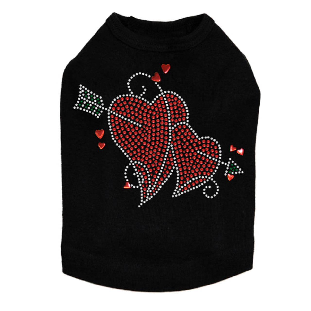 Red Rhinestone Hearts with Arrow - Dog Tank