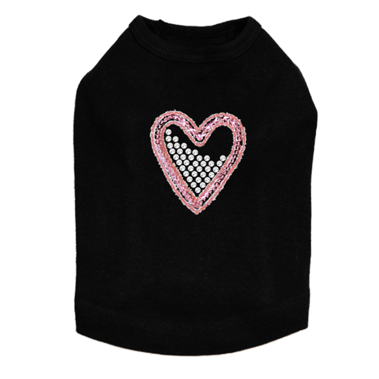 Pink Sequin & Rhinestone Heart - Dog Tank
