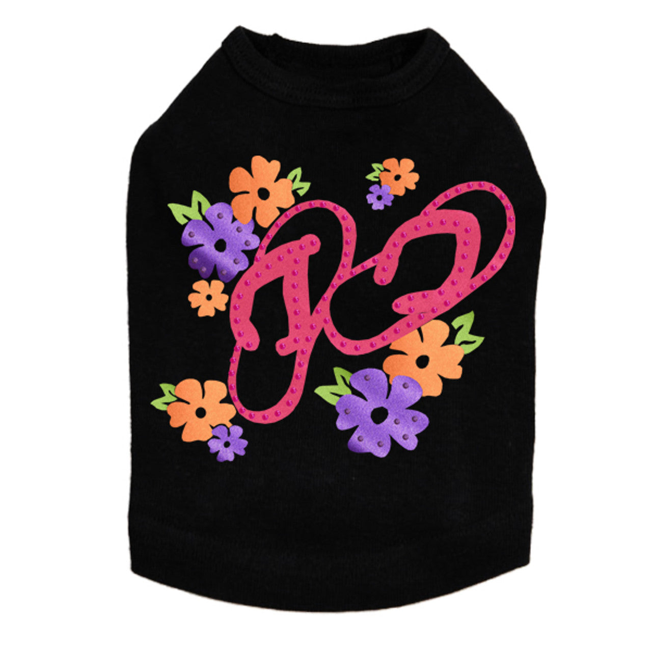 Satin Flip Flops with Flowers - Dog Tank