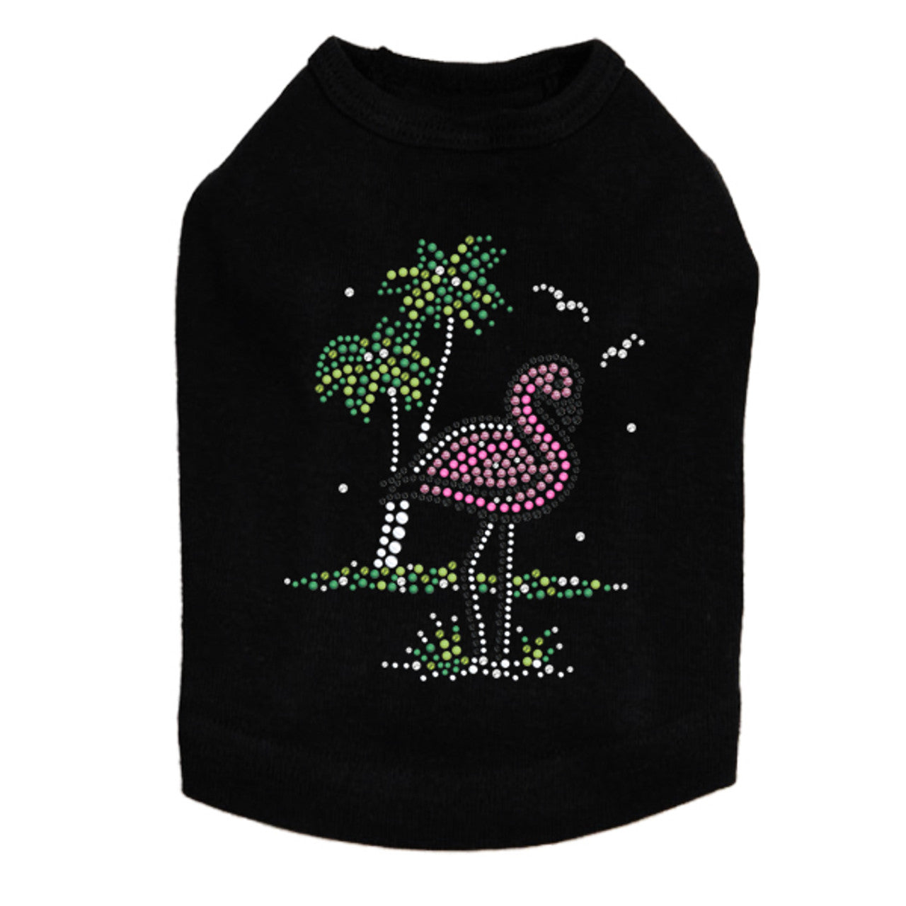 Pink Flamingo with Palm Trees - Dog Tank
