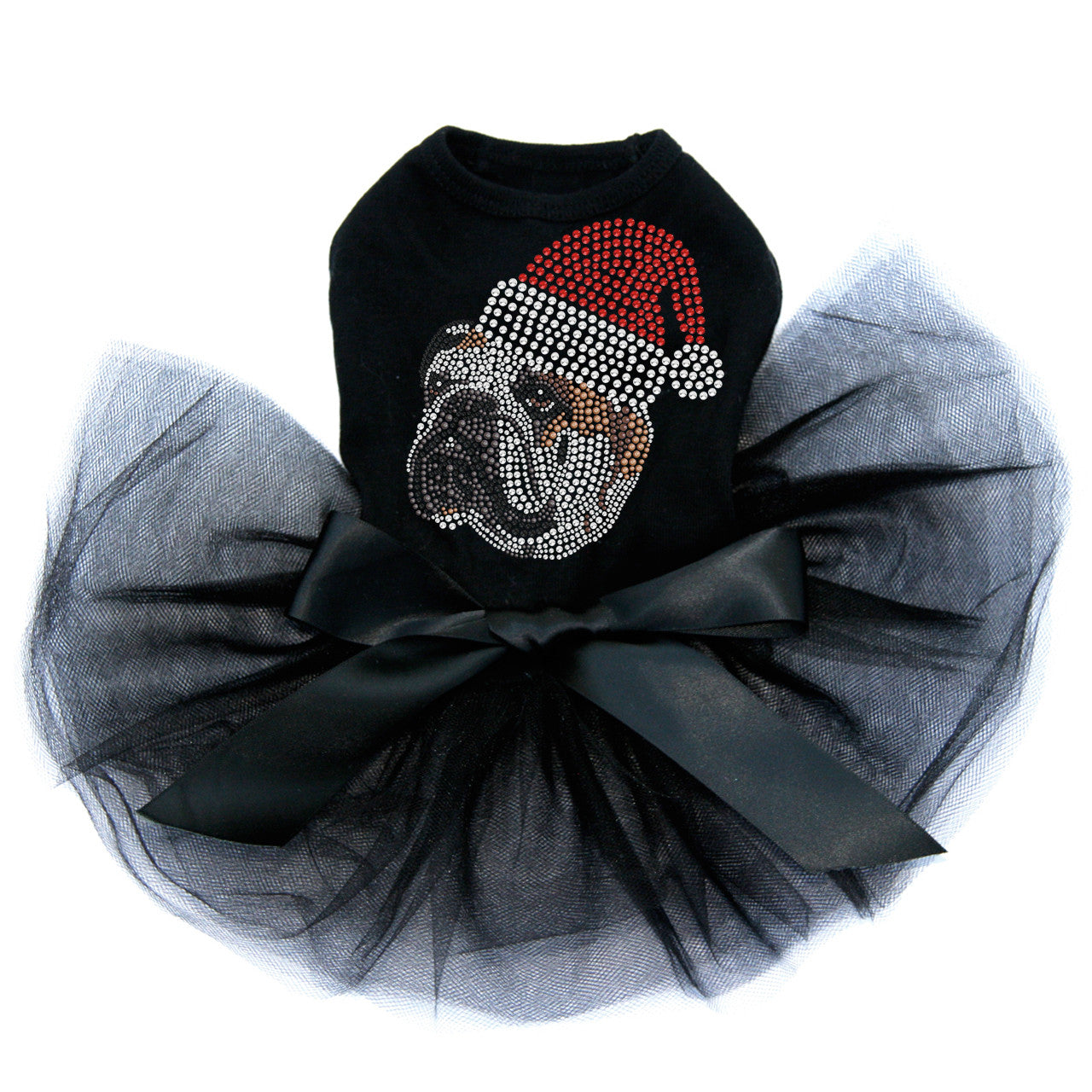 Bulldog Face (Brown) with Santa Hat - Custom Tutu