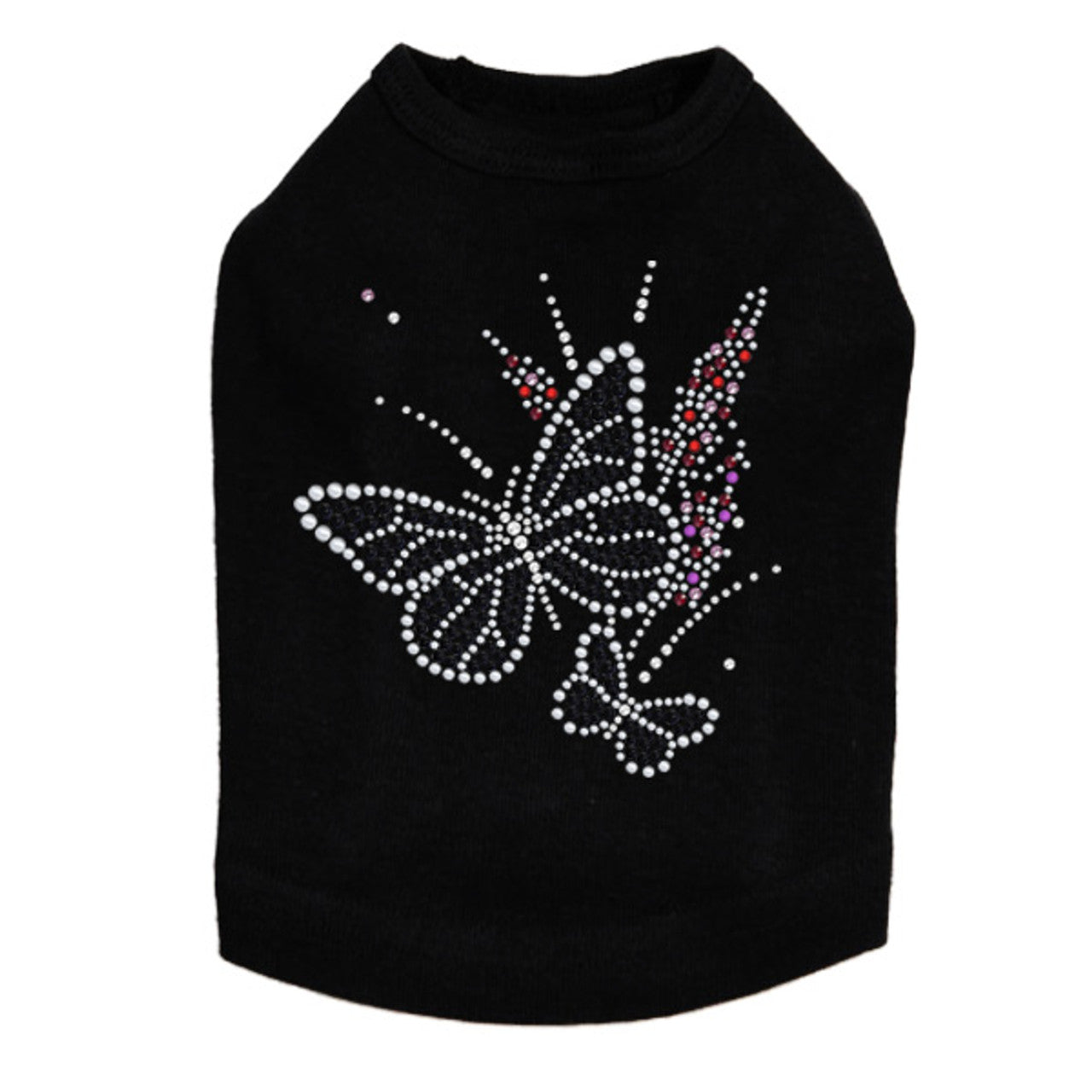 Black Butterfly with Flowers - Dog Tank