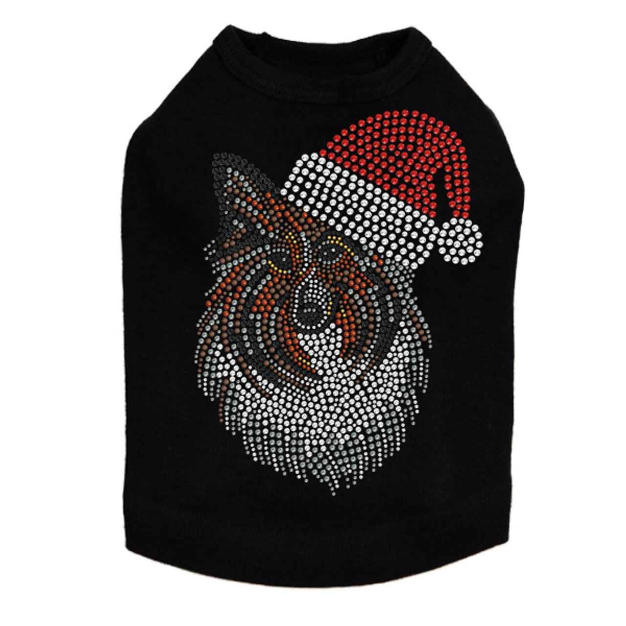 Sheltie Face with Santa Hat - Dog Tank