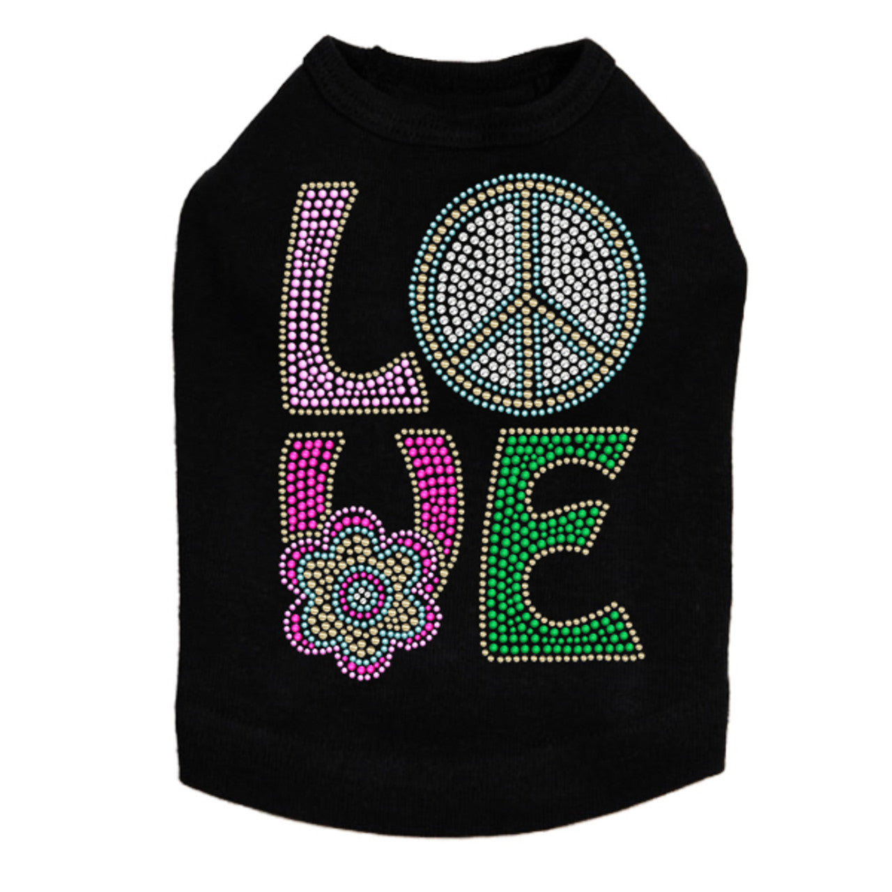 Love with Peace Sign & Flower - Dog Tank
