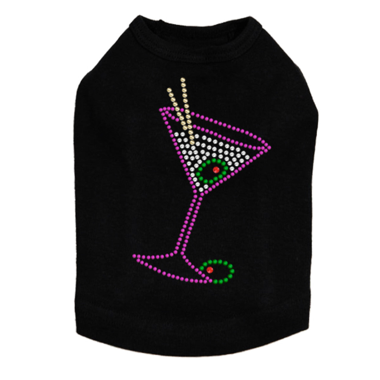 Martini - Fuchsia with Clear Rhinestones - Dog Tank