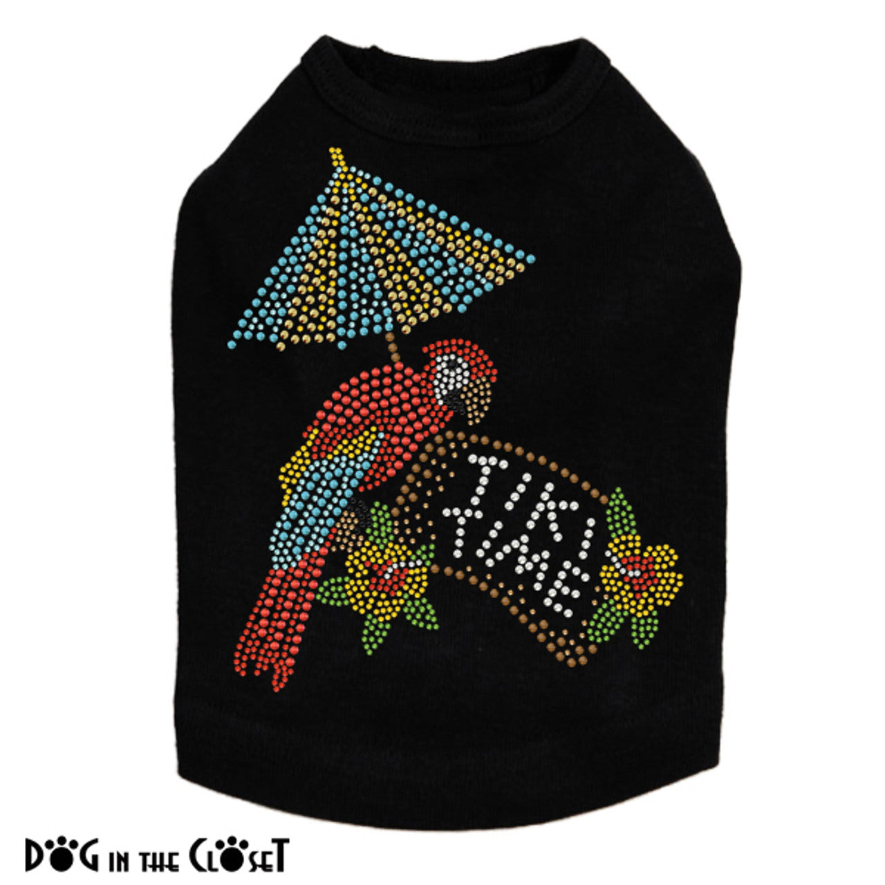 Tiki Time Parrot - Sleeveless Dog Tank