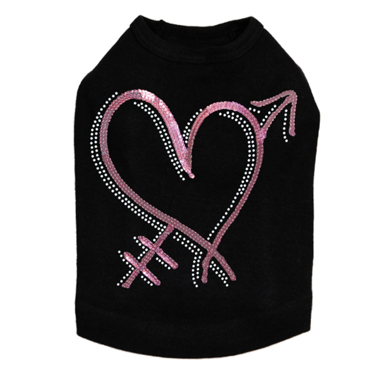 Pink Sequin Heart with Arrow - Dog Tank