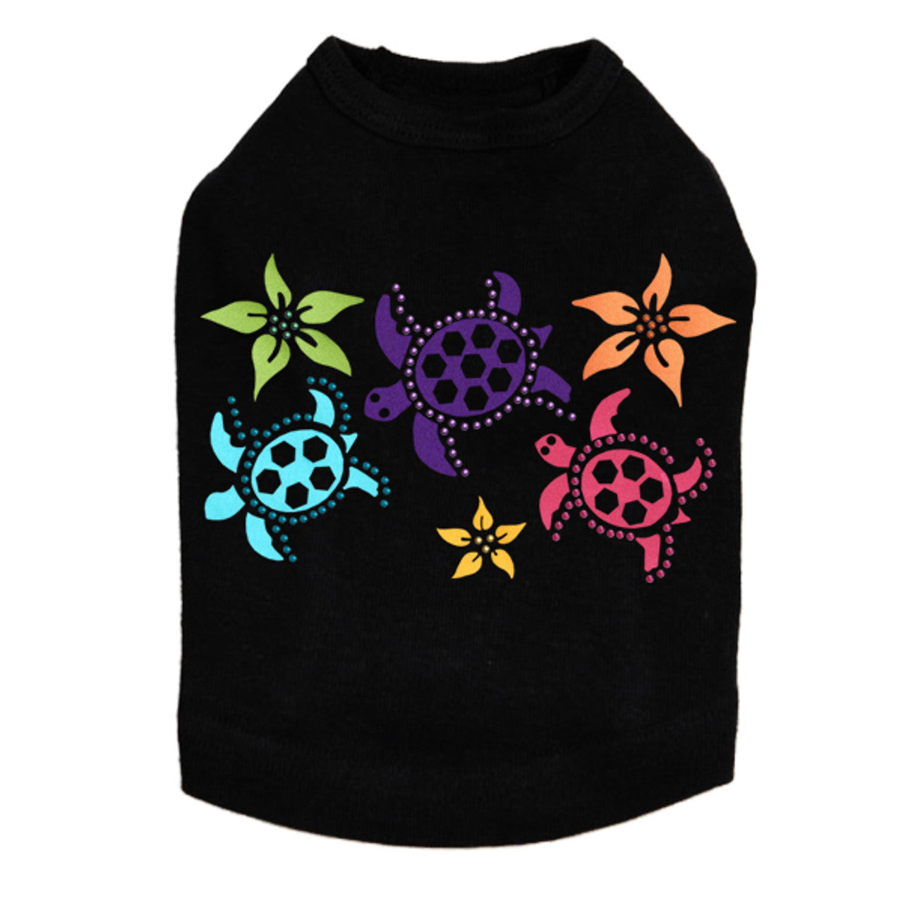 Satin Sea Turtles with Flowers - Dog Tank