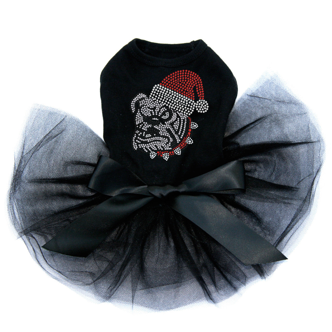 Bulldog Face (White) with Santa Hat - Custom Tutu