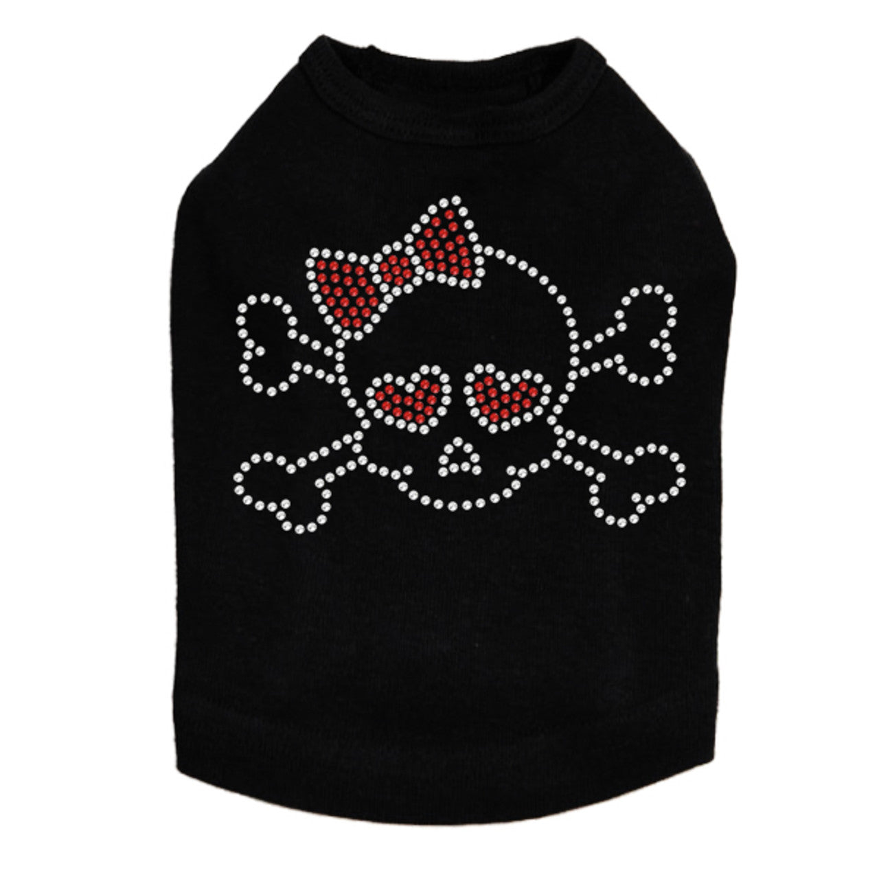 Skull with Red Bow - Dog Tank
